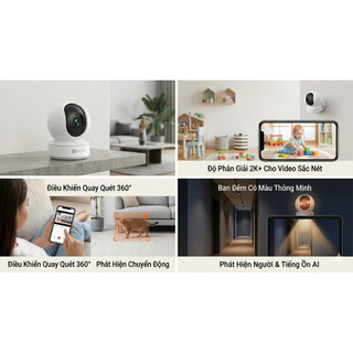 Camera EZVIZ C6N Pro 3MP quay quét báo động thông minh trong nhà, đàm thoại 2 chiều, có cổng LAN