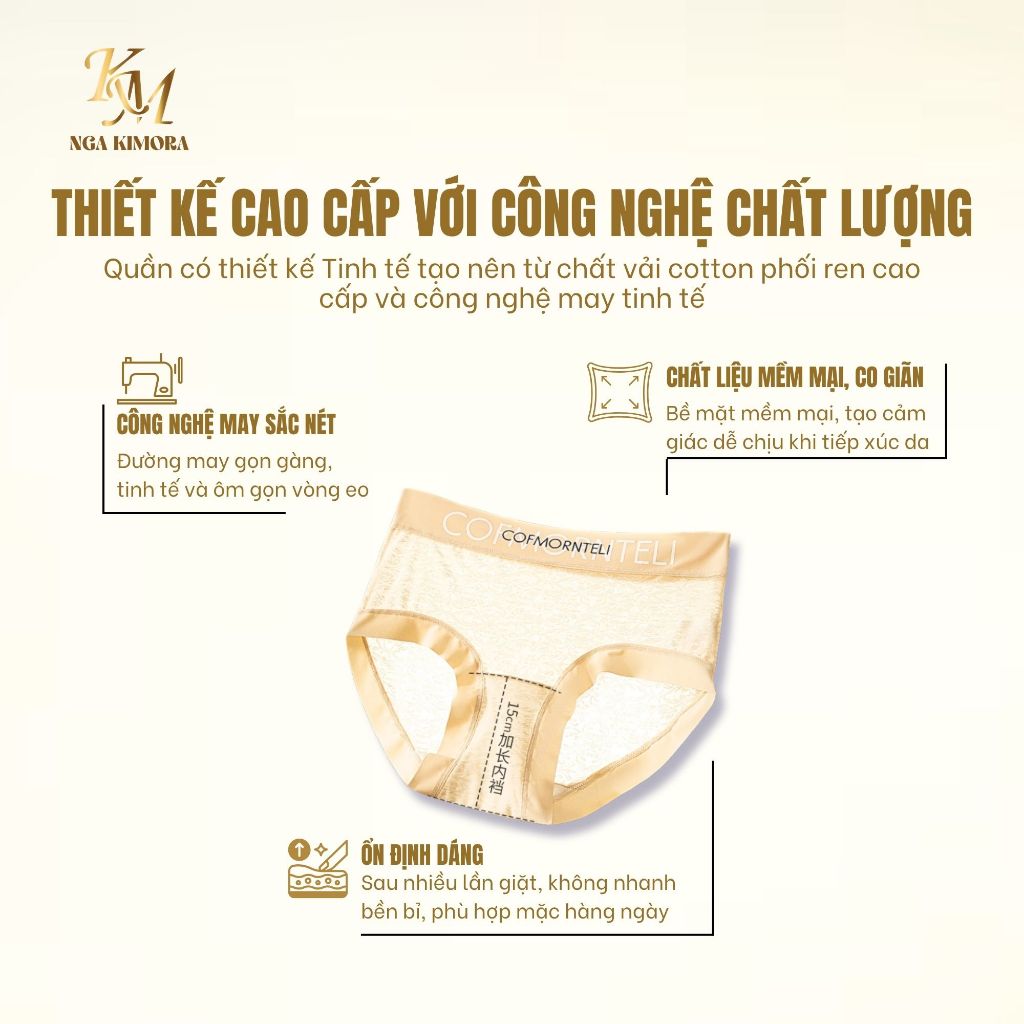 Quần lót cotton combo 5-10 chiếc, họa tiết ren liền mạch , ôm hông thời trang, mềm mại M5