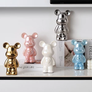 Tượng bear sứ nhiều màu trang trí nhà cửa