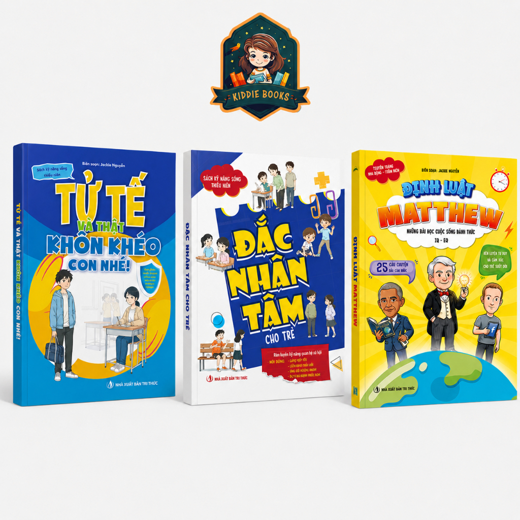 BỘ SÁCH GỒM 3 CUỐN CHO TRẺ: ĐẮC NHÂN TÂM, NHƯNG KHÔN KHÉO VÀ ĐỊNH LUẬT M HAY NHẤT!