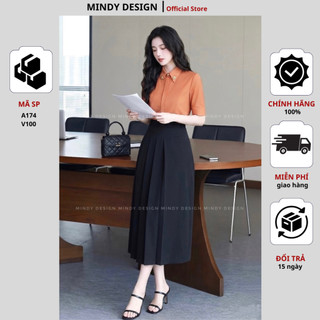 A174 - Áo sơ mi ngắn tay cổ đính cúc sang trọng công sở nữ - Thiết kế cao cấp MindyDesign