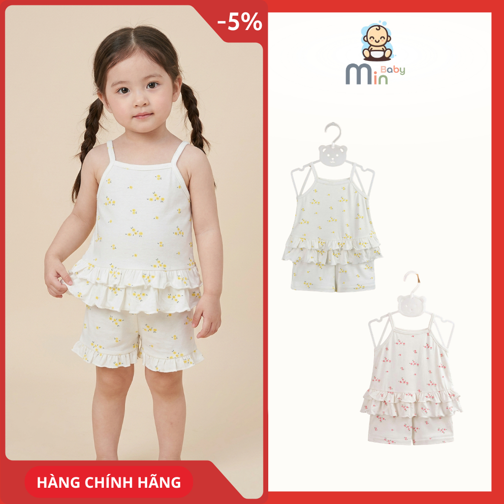 Bộ Hai Dây Hoạ Tiết Bé Gái Anminaza Vải Petit Mềm Mịn Thấm Hút - Hàng Chính Hãng AMI0601