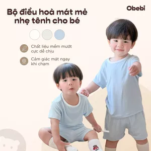 Bộ Cộc Mặc Nhà, Bộ Hè Vải Rayon Mát Mẻ Cho Bé Trai Bé Gái Obebi 8-22KG Bc374