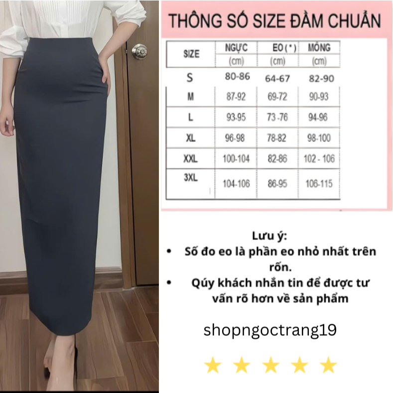 Chân Váy Bút Chì Cạp Liền Sẻ Sau 90cm 1 Lớp Chất UMI Co Dãn SHOPNGOCTRANG19