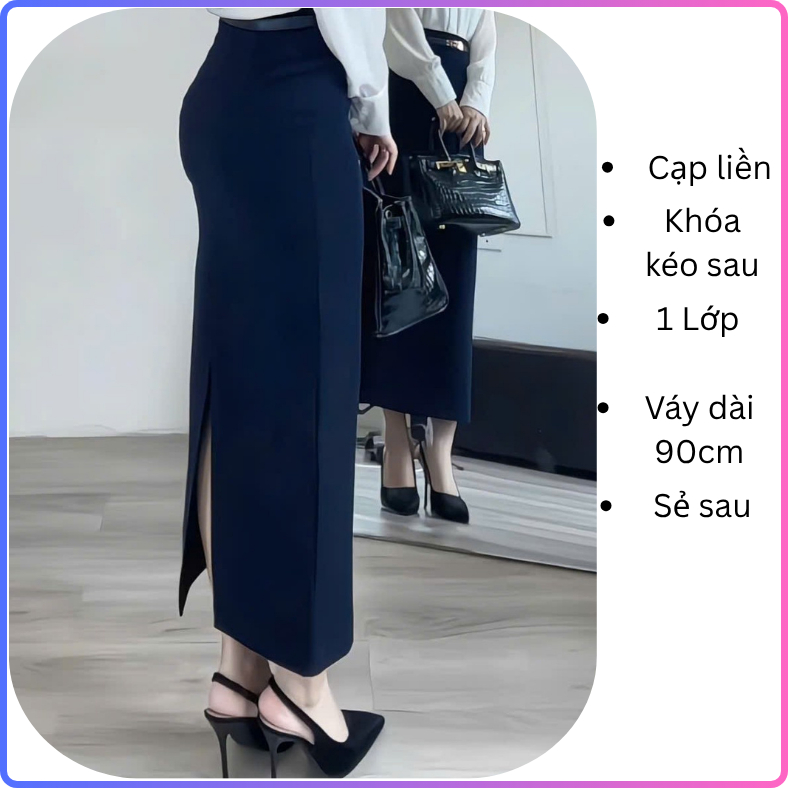 Chân Váy Bút Chì Cạp Liền Sẻ Sau 90cm 1 Lớp Chất UMI Co Dãn SHOPNGOCTRANG19