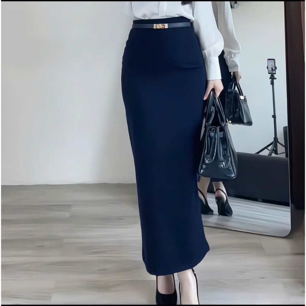 Chân Váy Bút Chì Cạp Liền Sẻ Sau 90cm 1 Lớp Chất UMI Co Dãn SHOPNGOCTRANG19