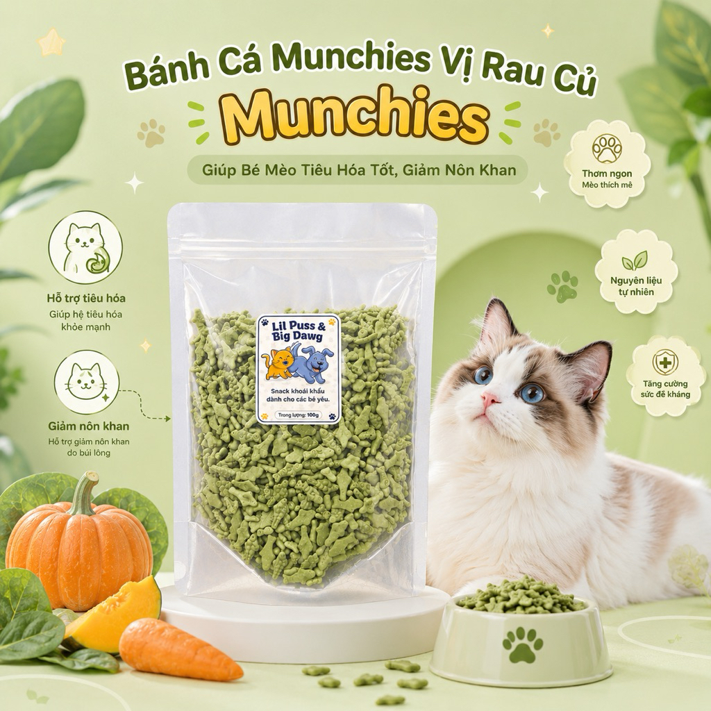 500g Bánh Cá Natrip Munchies Thơm Ngon Hỗ Trợ Tiêu Búi Lông Cho Mèo, Làm Sạch Răng Miệng Và Giúp Tiêu Hoá Tốt.