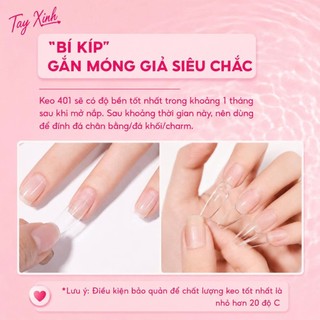 Keo 401 Dán Móng Nail 20g Siêu Chắc – Keo Dán Tip Móng, Đính Đá Nail, Khô Nhanh, Bám Cực Tốt Cho Thợ Nail