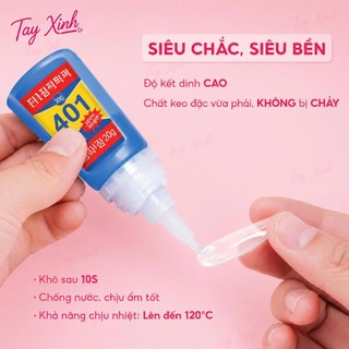 Keo 401 Dán Móng Nail 20g Siêu Chắc – Keo Dán Tip Móng, Đính Đá Nail, Khô Nhanh, Bám Cực Tốt Cho Thợ Nail