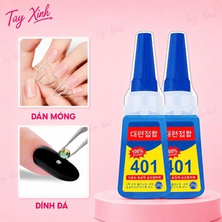 Keo 401 Dán Móng Nail 20g Siêu Chắc – Keo Dán Tip Móng, Đính Đá Nail, Khô Nhanh, Bám Cực Tốt Cho Thợ Nail