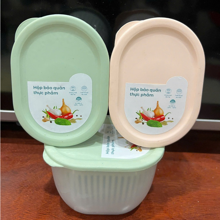 Hộp Đựng Hành Tỏi 2 Lớp Chống Ẩm Ngăn Mùi Tủ Lạnh, Hộp Bảo Quản Thực Phẩm Tươi Mới Nhựa PP An Toàn