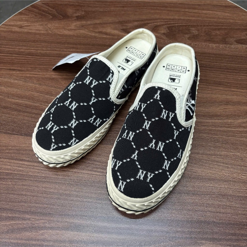 [Chính hãng] Giày MLB Mule Playball Dia Monogram NY 'Black White' - 3AMUMDB2N - Thanh Lí