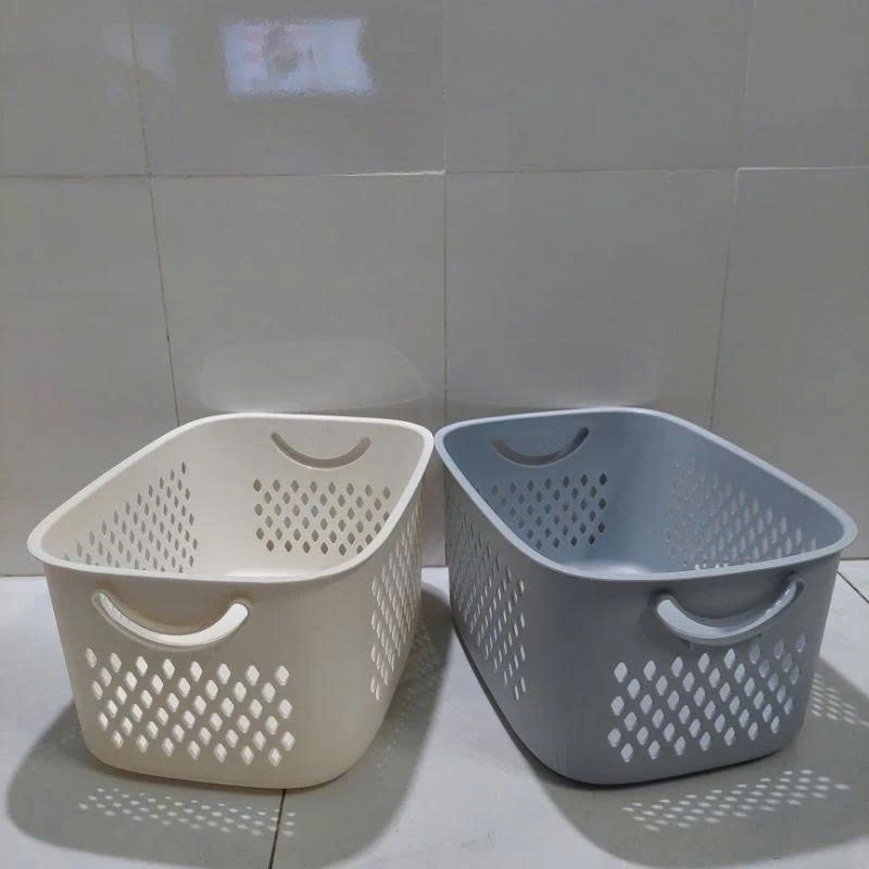 Giỏ Caro Thấp Đựng Đồ Đa Năng, Rổ Nhỏ Có Tay Cầm 2 Bên, Rổ Để Đồ Gọn Gàng Ngăn Nắp