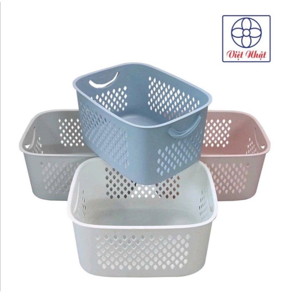 Giỏ Caro Thấp Đựng Đồ Đa Năng, Rổ Nhỏ Có Tay Cầm 2 Bên, Rổ Để Đồ Gọn Gàng Ngăn Nắp