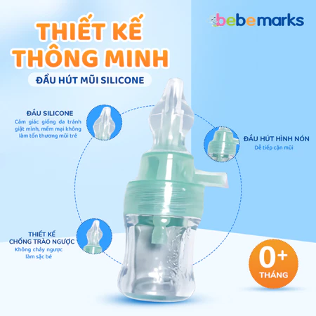 Bộ hút mũi cho bé, Đầu hút mũi cho bé thế hệ mới Thương hiệu Bebemarks tặng đầu Silicone thay thế cho trẻ từ 0-5 tuổi