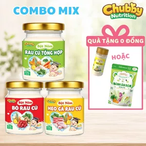 Combo Bột Nêm ăn dặm cho bé Chubby 50gr cho bé từ 6 tháng tuổi - Tặng bột tỏi hoăc bánh