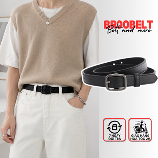 Thắt lưng nữ nam bản nhỏ Broobelt mặt đen, dây nịt lưng ulzzang unisex nhiều màu bản 2.3cm TL15
