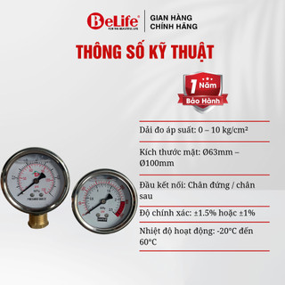 Đồng hồ áp lực dầu chân đứng, chân ngang cho hệ thống lọc nước RO, lọc tổng (có kèm lơ chuyển đổi)