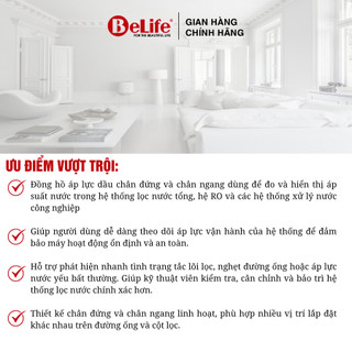 Đồng hồ áp lực dầu chân đứng, chân ngang cho hệ thống lọc nước RO, lọc tổng (có kèm lơ chuyển đổi)