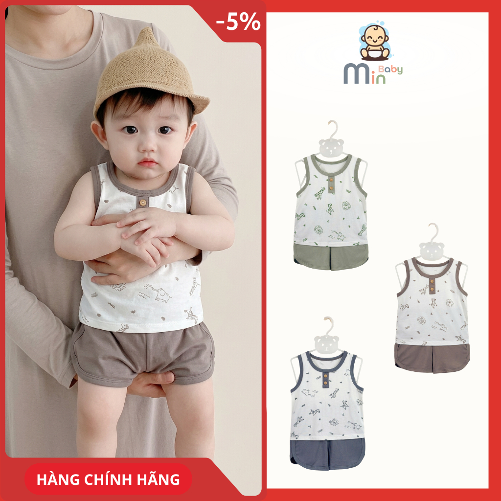 Bộ ba lỗ Bé Trai Anminaza Hoạt Tiết Dễ Thương Vải Petit Mềm Mịn Thoáng Mát - Hàng Chính Hãng AMI0523
