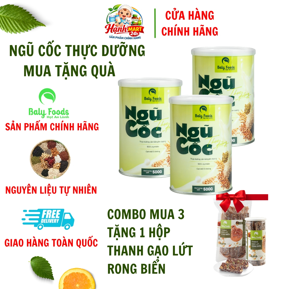 [Combo Mua 3 Tặng 1 Hộp Gạo Lứt ] Sữa Hạt Ngũ Cốc Thực Dưỡng Baly Foods 500G Tốt Cho Hệ Tiêu Hóa