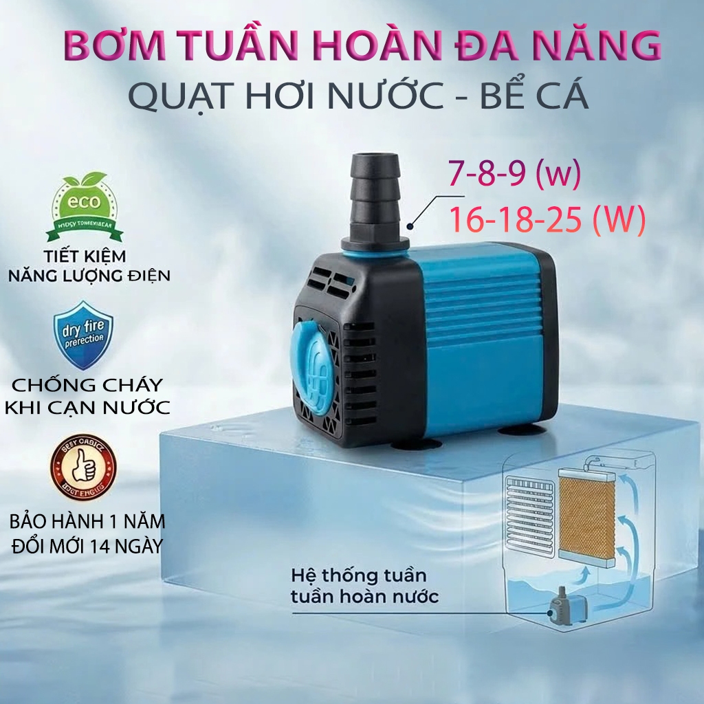 BƠM QUẠT ĐIỀU HOÀ - BƠM QUẠT HƠI NƯỚC - BƠM MINI - BƠM BỂ CÁ [ ĐỦ CÁC LOẠI CÔNG SUẤT 7-8-9-16-18-25W ]