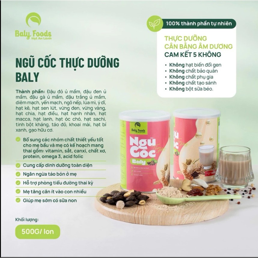 [ COMBO Mua 3 Tặng 1 Hộp Gạo Lứt ] Sữa Hạt Ngũ Cốc Mẹ Bầu Baly Foods Bổ Sung Dưỡng Chất Cho Mẹ Bầu Lon 500G