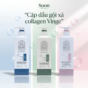 Cặp dầu gội xả collagen vinge 1000ml giảm rụng tóc, kích mọc tóc, phục hồi tóc hư tổn - Soon Beauty