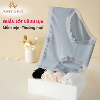 Quần lót nữ đúc su viền ren, Quần chip nữ mỏng nhẹ cạp vừa, đáy may kháng khuẩn AMYBRA L369