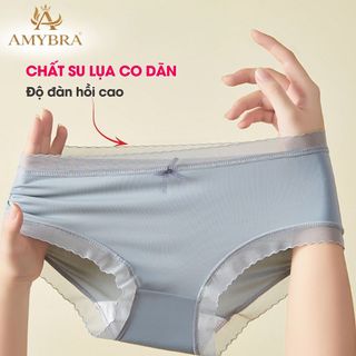 Quần lót nữ đúc su viền ren, Quần chip nữ mỏng nhẹ cạp vừa, đáy may kháng khuẩn AMYBRA L369