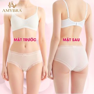 Quần lót nữ đúc su viền ren, Quần chip nữ mỏng nhẹ cạp vừa, đáy may kháng khuẩn AMYBRA L369