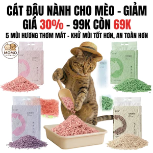 Cát vệ sinh cho mèo 2.5kg organic đậu nành, cát mèo, vón nhanh, khử mùi, tiết kiệm, dễ dàng xả vào bồn cầu