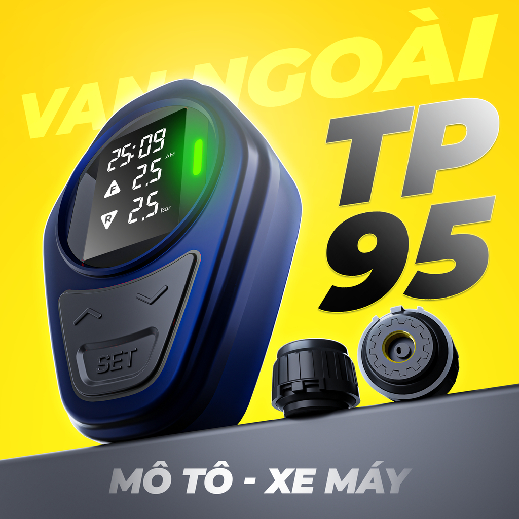 Cảm Biến Áp Suất Lốp STEELMATE TP95 Xe Máy - Van Ngoài, Màn Hình Hiển Thị, Bảo Hành 2 Năm