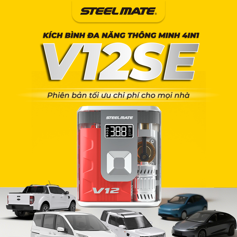 [DEAL SỐC - MUA 1 TẶNG 1] Bơm Lốp & Kích Bình Khẩn Cấp STEELMATE V12SE – Pin 8800mAh, Bảo hành 2 năm
