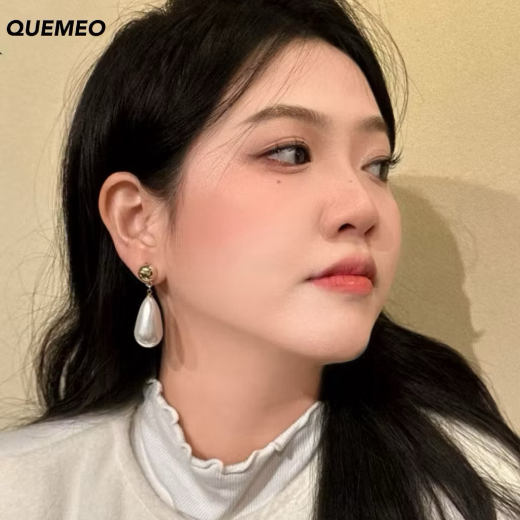 [SỈ] Bông Tai Ngọc Trai Rơi Phong Cách Cổ Điển BAROQUE QUEMEO cô nàng Pháp Quyến Rũ bông tai cô dâu tiệc