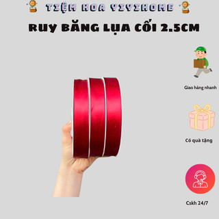 Ruy Băng Lụa Cối Bản 2.5cm Làm Nơ Bó Hoa, Gói Quà Dài 100m - Trang Trí Handmade Quà Tặng DIY