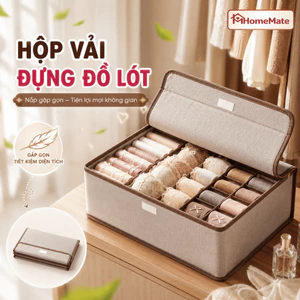 Hộp Vải Đựng Đồ Lót Có Nắp Gập Gọn HomeMate – Vải Không Dệt Dày Dặn, Khung PP Giữ Form Gọn Gàng