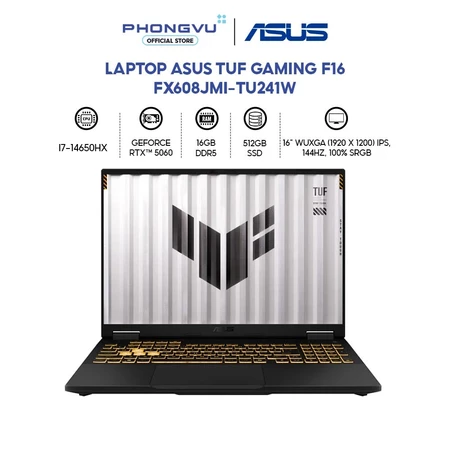 Laptop Gaming Asus TUF F16 FX608JMI-TU241W (i7-14650HX/ GeForce RTX™ 5060/ 16GB/ 512GB/ Win 11 Home) - Bảo hành 24 tháng