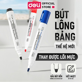 Hộp 12 Bút Lông Bảng Thế Hệ Mới Deli W-Mate Thay Được Mực Xanh Đen Đỏ Ngòi 2.5mm Mực Lau Sạch