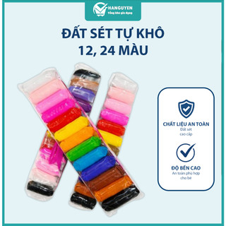 Đất sét tự khô 12, 24 màu đồ chơi sáng tạo cho bé dễ nặn an toàn khi sử dụng hằng ngày