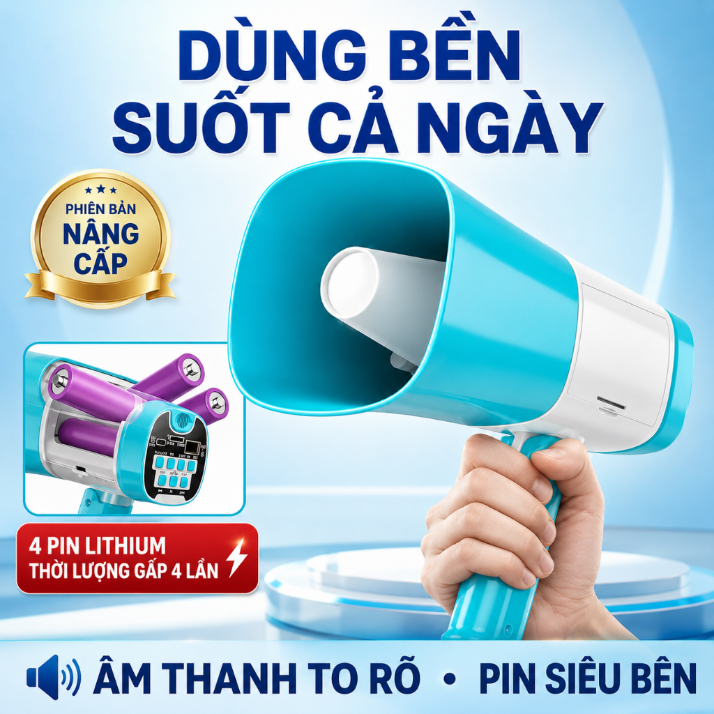 Loa Phóng Thanh Megaphone Bluetooth Cầm Tay, Ghi Âm Phát Lại, Hỗ Trợ USB Thẻ Nhớ 2pin/4pin Thời Gian Sử Dụng Bền Bỉ