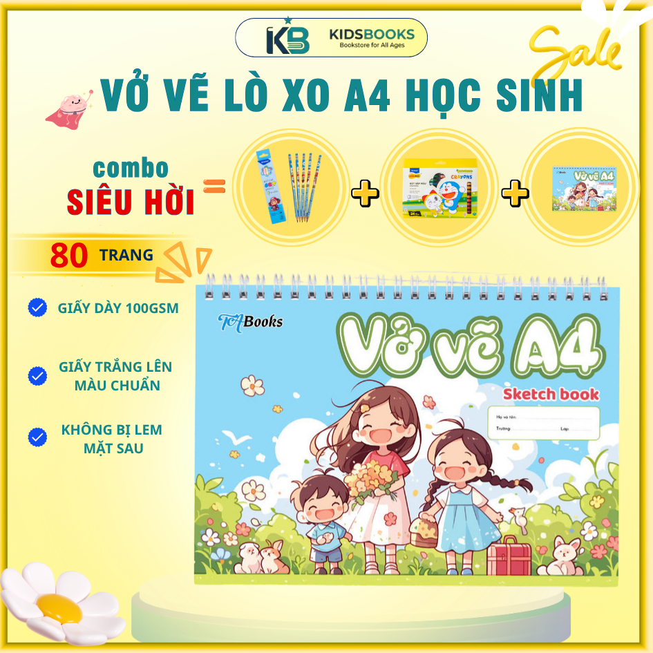 Và Vẽ A4 40 trang - Sổ Vẽ lò xo A4 giấy 100gsm thích hợp làm quà  tặng cui nm,quà  1/6 cho học sinh