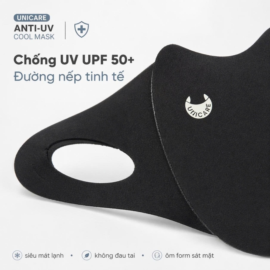 Khẩu Trang Chống UV Anti UV Unicare - Vải Lụa Băng Mát Lạnh, Chỉ Số UPF 50+, Chống Tia Cực Tím 99%