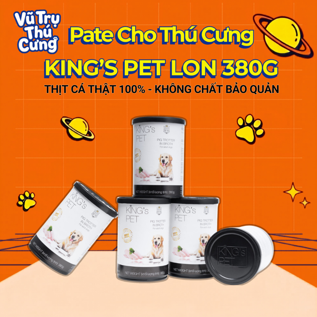 Pate King Pet Cho Chó Mèo Từ Thịt và Rau Củ  Lon 380g