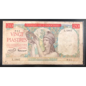 Sưu Tầm Đông Dương 20 Piasfres 1949 F Băng đỏ