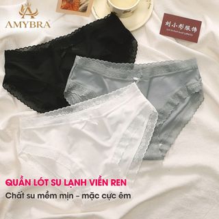 Combo 3 Quần Lót Nữ Viền Ren Hoa Gợi Cảm, Set 3 Quần Chip Nữ Đáy May 2 Lớp Kháng Khuẩn AMYBRA L519