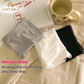 Combo 3 Quần Lót Nữ Viền Ren Hoa Gợi Cảm, Set 3 Quần Chip Nữ Đáy May 2 Lớp Kháng Khuẩn AMYBRA L519