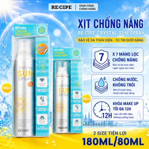 Kem Chống Nắng Dạng Xịt Recipe Không Nâng Tone Crystal Sun Sray SPF50+ PA+++ 180ml/80ml