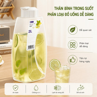 Bình Đựng Nước Dung Tích Lớn 1L-2L ECO, Bình Nước Chịu Nhiệt, Nhựa PP Cao Cấp, Nắp Kín Chống Rò Rỉ