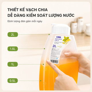Bình Đựng Nước Dung Tích Lớn 1L-2L ECO, Bình Nước Chịu Nhiệt, Nhựa PP Cao Cấp, Nắp Kín Chống Rò Rỉ